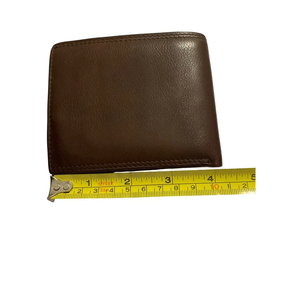 Fossil Mens Bifold Wallet and Removable Card Case Set Dark Brown Genuine Leather